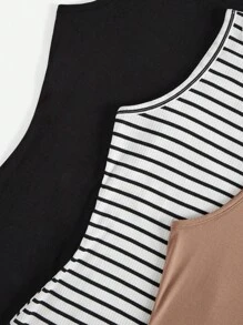 Bộ 3 áo ba lỗ dệt kim đơn giản thời trang thường ngày cho bé gái tuổi teen và chân váy - Nhiều màu - Xem 4