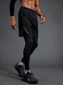 Manfinity Sport Polished بناطيل رياضية كاجوال للرجال ذات خصر مطاطي وجيوب، لون أحادي