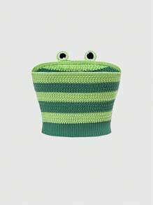 ROMWE Kawaii Zomer Kawaii Kikker Gestreepte Dames Gebreide Top