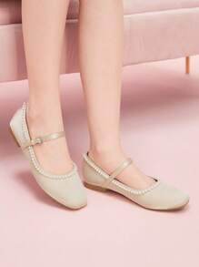 CUCCOO DOLLMOD 女士休闲仿珍珠装饰平底芭蕾平底鞋 - 香檳色 - 查看 4