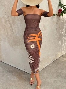 Breezaya Vestido largo con estampado floral, de estilo resort de moda para mujer