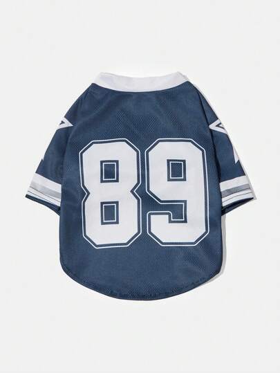 PETSIN 1 pieza Camiseta deportiva con estampado de estrella numerada de estilo elegante para mascota gato/perro en color azul