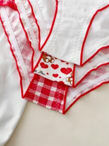 Bộ 3 quần lót 100% cotton họa tiết gấu dễ thương và kẻ caro cho bé gái tuổi teen - Nhiều màu - Xem 3