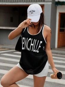 SHEIN Unity New Summer Loose Fit Color Blocking Sleeveless Sweatshirt - Black - View 3