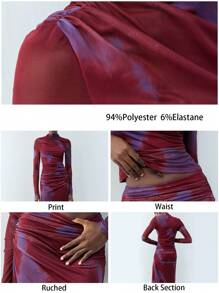 Maija Parte superior moderna urbana de mujer con patrón de degradado rojo, apropiada para fiestas de Día de San Valentín, primavera, eventos diarios casuales, elegantes, apta para bodas, citas y festivales de música bohemios