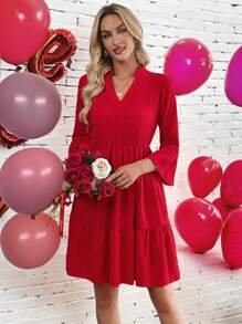 EMERY ROSE Dames Mini-jurk met inkepingen en wijde mouwen