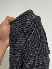 StreetHx Streetwear Women Gray Ribbed Twist Open Front Thin Cardigan, Spring/Summer - Black - View 7