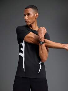 Manfinity Sport Polished 1 Set Men's Crew Neck Short Sleeve Letter Print Casual Sports T-Shirt & Vest  Minimalist Design Sleeve  Workout Muscle Fit T-Shirt