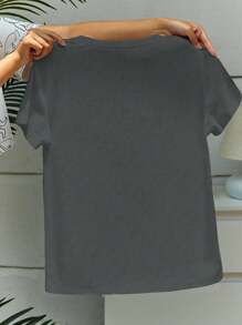 INAWLY UFO 牛 T 恤，有趣的复古外星人图案 T 恤，男女通用柔软彩色 T 恤，超大号美观 UFO 图案女式 T 恤 - 深灰色 - 查看 2