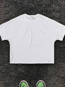 Men's Manfinity EMRG Big Head Cartoon Graphic T-Shirt, Green Big Nose Heart Flame With Metal Letter Street Loose Fit - White - View 2