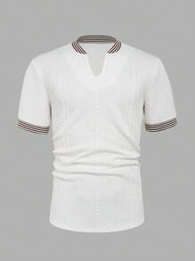 Manfinity Homme Men's Mature Casual Contrast Trim Ribbed T-Shirt - Multicolor - View 2