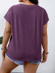 SHEIN LUNE Áo cánh cổ tròn tay ngắn mùa hè cho nữ cỡ lớn, trang phục phương Tây lễ hội Boho Hippie Cowgirl phong cách Bohemian cổ điển - Bụi tím - Xem 2