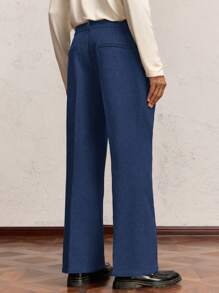 AKNOTIC Business Casual Pantalones casuales de pierna ancha para hombre, de corte recto y cintura media suelta, adecuados para uso diario