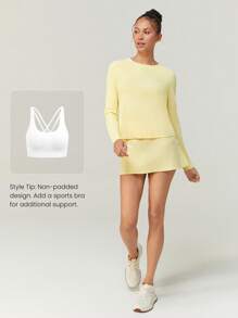 GLOWMODE Tee Time Essential Hip Length Long-Sleeve Active Top Daily Casual Machine Washable - French Vanilla - View 6