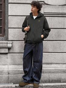 Manfinity VCAY 男士休闲青少年日常穿着宽松长袖针织连帽运动衫，适合学校，秋冬