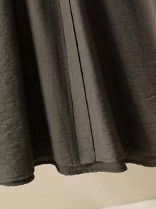 Lacomfia Plus Size Casual Solid Color A-Line Skirt - Coffee Brown - View 3
