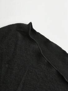 SHEIN 青少年女孩优雅百搭休闲不对称肩部褶饰黑色 A 字裙秋冬 - 黑色 - 查看 4