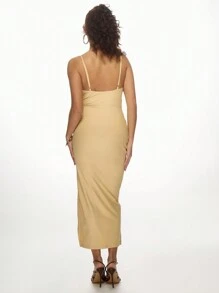 MISSGUIDED Slinky Twist Front Cut Out Maxi Dress Evening Cocktail Party Ruched Side Split Formal Wedding Guest Special Occasion Dress