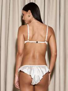 AiiRZ Delicate Lace Trim Underwire Bra And Knicker Set Lingerie Set With Floral Embroidery Scalloped Edges Satin Bridal Lounge - White - View 2