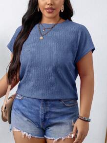 SHEIN LUNE 大码不对称领休闲短袖衬衫