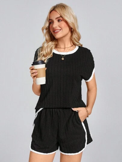 SHEIN LUNE Street Festival Western Wear Women 2pcs Women's Spring/Summer Contrast Color Casual Outfit