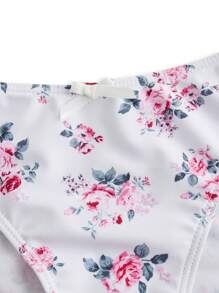 SHEIN Swim Women Flower Print Minimalist Fitted Tank Top And Bottom Tankini Set, For Summer Beach Vacation - Multicolor - View 4