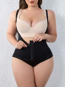 Plus Size Solid Color Front Button Camisole - Black - View 5
