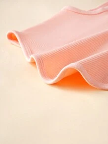 Tween 女童无缝纯色宽肩带简约吊带背心，日常休闲穿着 - 彩色 - 查看 4