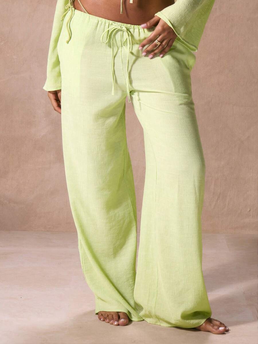 MUSERA Mid Rise Adjustable Tie Side Cover Up Beach Trousers Only Vacation Summer Elegant Acai Thanksgiving