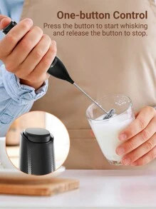 Teckwe Electric Milk Frother Handheld USB Rechargeable Coffee Frother With Stainless Whisks,Foam Maker For Coffee,Latte, Cappuccino,Hot Chocolate,Matcha,Egg - Black - View 2