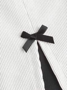 SHEIN MOD Women Solid Color Patchwork Bowknot Decor Casual Mini Skirt - White - View 4