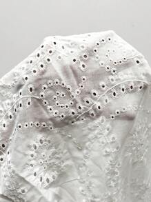 Breezaya Blusa casual de cuello en V con espalda hueca, plisada, con volantes y bordados en talla grande - Blanco - Ver 8