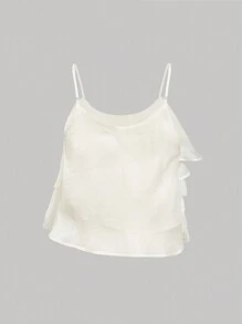 SHEIN MOD Women's Ruffled Sequin Decor Camisole Top, Apricot Party Blouse,Rave Outfits Festival,Date Night Outfits Women,Carnaval,Going Out Tops,Summer Tops Women