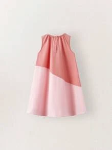 SHEIN 年轻女孩无袖宽松 A 字粉色连衣裙，度假风格，场合，婚礼 - 粉色 - 查看 2