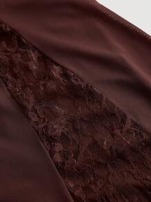 SHEIN MOD Plus Size High Waist Lace Patchwork Fishtail Net Fabric Skirt - Brown - View 4