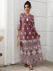 Yasmyna Vestido maxi turco y vestido largo tradicional árabe para mujer, Kaftan y Jalabiya, Modesto