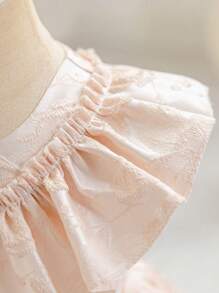 SHEIN Glamorique Kids Robe élégante pour bébé fille, de couleur champagne en jacquard, robe de princesse pour soirée de gala du 1er anniversaire de bébé avec garniture de volants