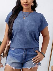 SHEIN LUNE 大码不对称领休闲短袖衬衫
