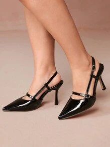 CUCCOO CURVES Zapatos de tacón alto informales y de moda sencillos en talla grande - Negro - Ver 8