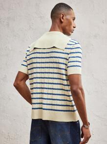 SHEIN X ELOISA & ORSON AKNOTIC Party Jersey holgado de punto de cuello en V de moda casual para hombres