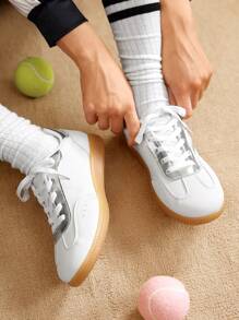 CUCCOO EASI 女士时尚休闲平底运动鞋 - 銀色 - 查看 5