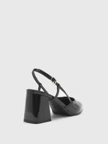 CUCCOO BIZCHIC Giày cao gót hở gót mũi nhọn thời trang nữ màu đen, thiết kế tối giản cổ điển, thích hợp cho đi làm, hẹn hò, tiệc tùng, ngày lễ, đám cưới - màu đen - Xem 3