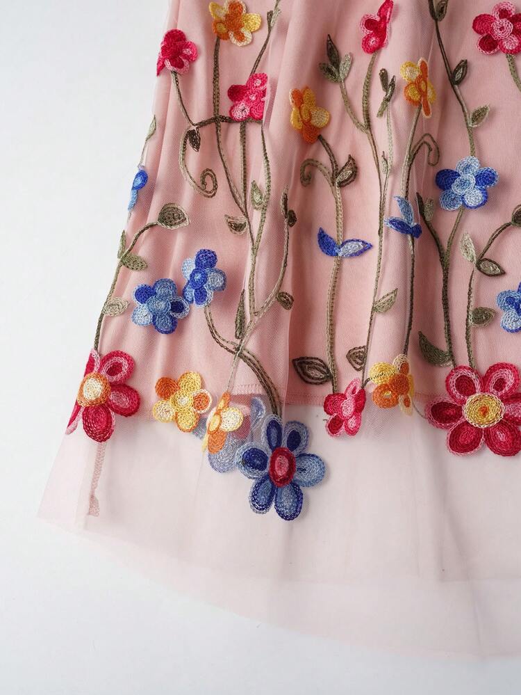 Plus Size Women Mesh Floral Embroidered Mesh Panel Short Sleeve Dress Summer Outfits Vacation Outfits Woman  Country Outfits Women  Spring Outfits For Women Wedding Guest Dress Women