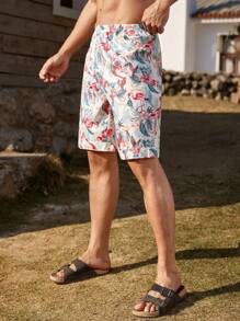 Manfinity ChillVibe Men's Flamingo Print Shorts, Casual Lounge/Sleepwear