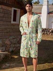 Bata de hombre con estampado de aguacate, casual y de moda para uso diario