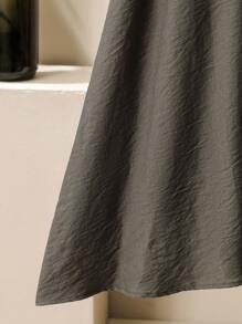 Lacomfia Plus Size Casual Solid Color A-Line Skirt - Coffee Brown - View 7