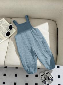 Casual Solid Color Cotton Overalls For Baby Boy And Baby Girl, Versatile Design, Spring/Summer