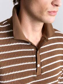 Ontre Camisa polo de manga corta a rayas de verano 2025 para hombres, diseño a rayas de contraste cómodo y versátil, estilo bohemio de vacaciones, casual de negocios para hombres jóvenes, adecuado para festivales de música, vacaciones y uso diario