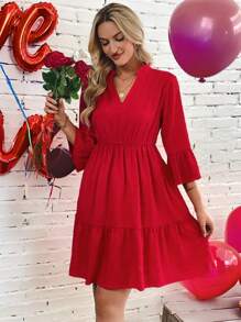 EMERY ROSE Dames Mini-jurk met inkepingen en wijde mouwen