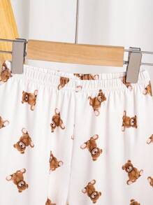 SHEIN 2pcs/Set Baby Boy Beige Bear Print Long Sleeve Top And Pants Casual Comfortable Loungewear Set - Multicolor - View 7